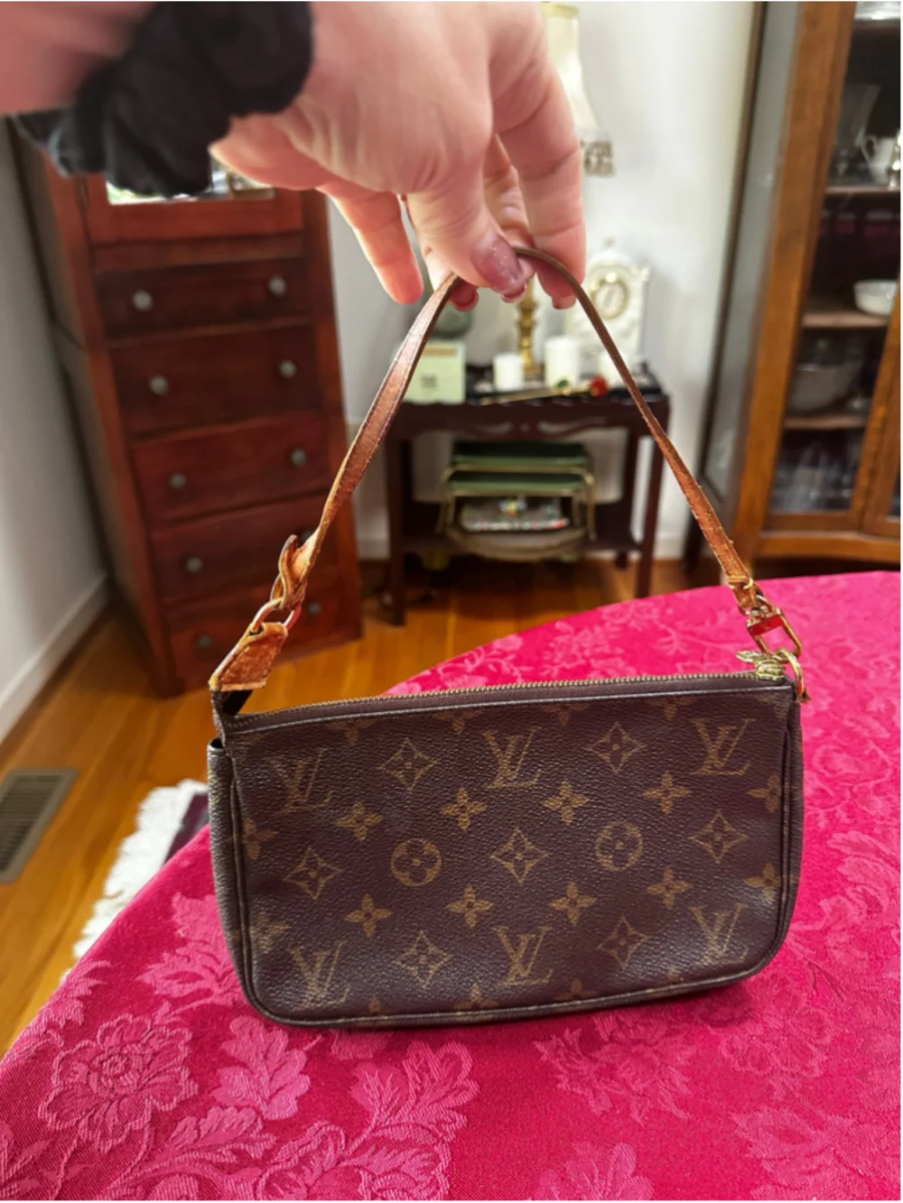 Louis Vuitton Brown and Tan Monogram Pochette Bag